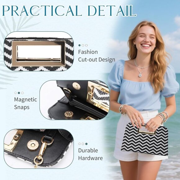 🆕Women’s Orange Vegan Leather Cut-Out Handle Evening Crossbody Shoulder Bag - Picture 5 of 7